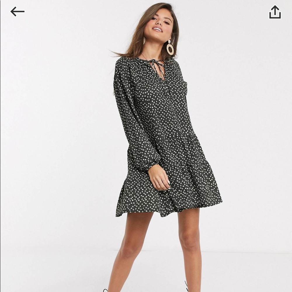 MANGO Tiered Floral Smock Dress